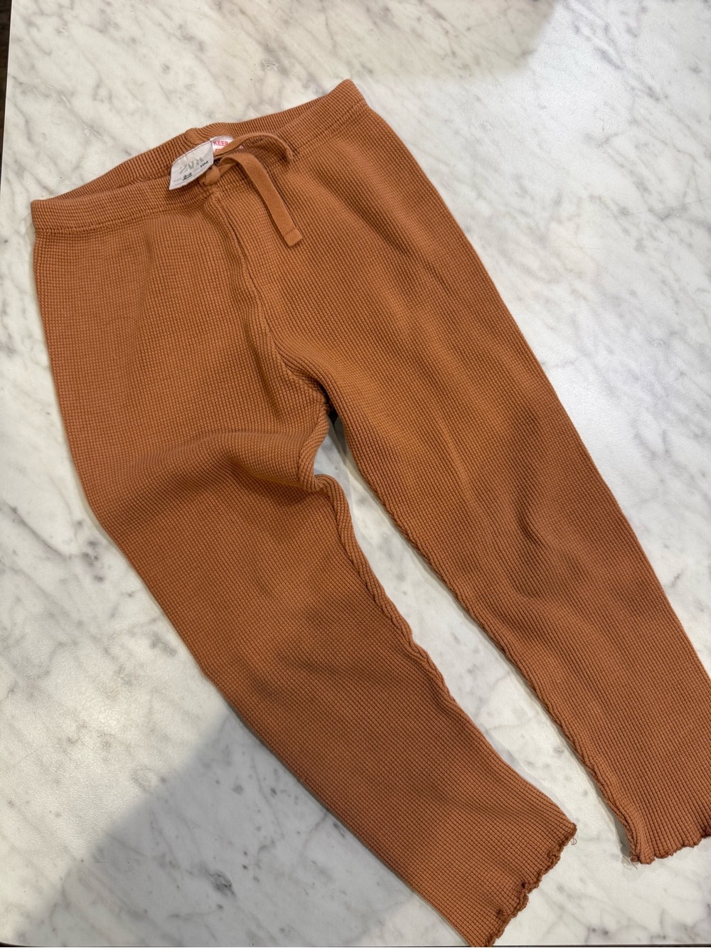 Zara Kids Ribbed Leggings Size 3/4- Rust Brown